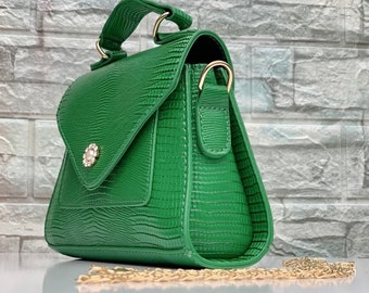 Green evening bag. Crossbody bag for women. Small handbags. Vintage handbag. Formal handbag. Green clutch bag
