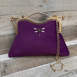 Lila Clutch Tasche. Abendtasche in lila. Viktorianische Handtasche. Abendtasche für Damen. Clutch Handtasche. Vintage Handtasche. Samt Handtasche