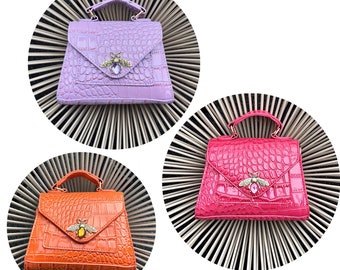 Top handle bag. Lilac handbag for women. Bright handbags. Orange crossbody for women. Clutch purse bag. Wedding guest handbag