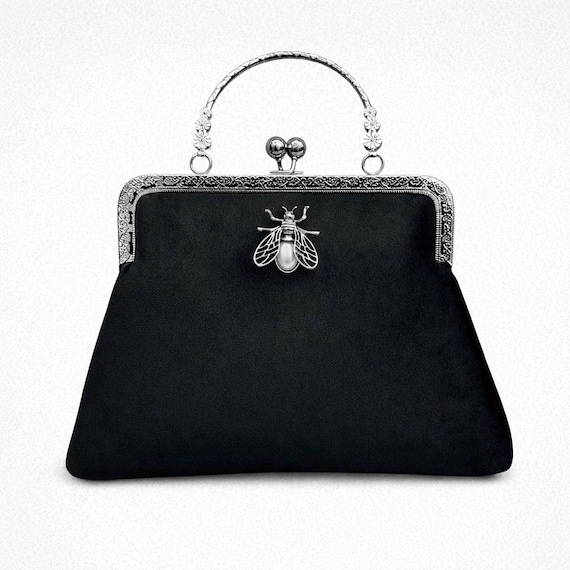 Pochette De Soirée Noire Vintage - Sac à Main élégant En Excellent état