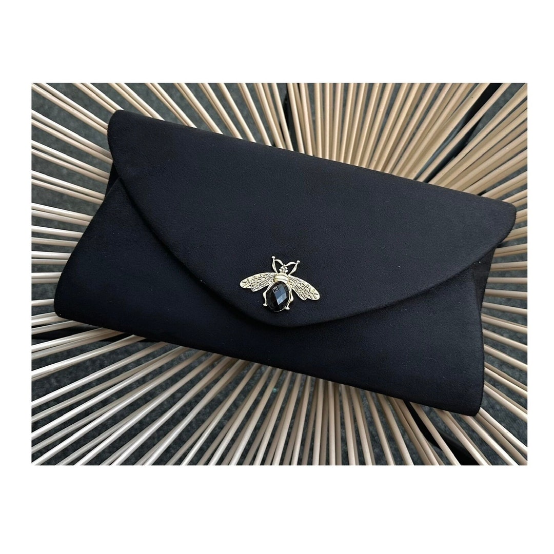 Black Shiny Cloth Cushion Evening Clutch