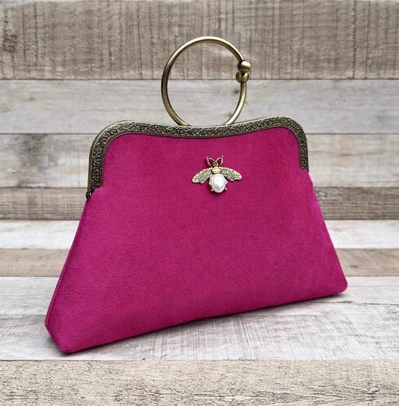 Pink Clutch Bag. Evening Bag. Velvet Clutch Bag. Purse Bag