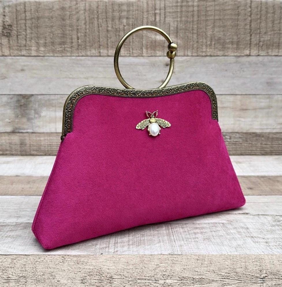 Pink Clutch Bag. Evening Bag. Velvet Clutch Bag. Purse Bag