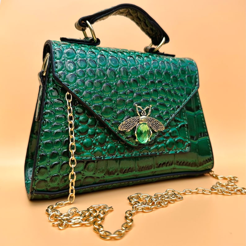 Emerald Green Handbags for Women. Crossbody Bag. Evening Bag. Small
