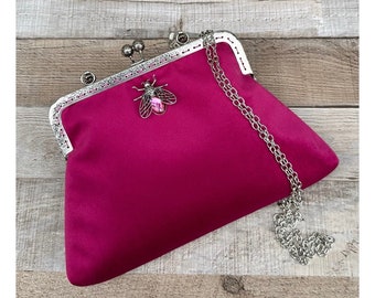 Pink Clutch bag. Pink evening bag. Envelope Clutch bag. Velvet clutch bag. Purse bag. Evening bag for women. Vintage clutch