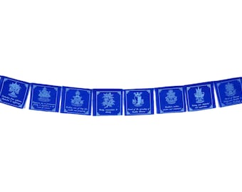 Tibetan Prayer Flags Lucky Signs - Ashtamangala Cotton - Blue (10 Sheets)