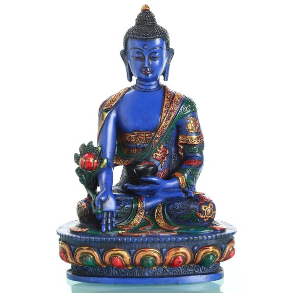 Medicine Buddha statue Buddha figure painted 20 cm made of resin (casting resin) blue | Medicine Buddha handmade from Nepal - Buddha statue