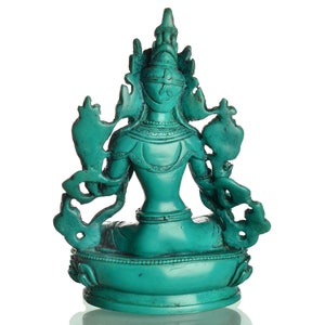 Green Tara statue 15 cm resin casting resin turquoise Green Tara Handcrafted from Nepal Buddha figure Buddha statue image 3