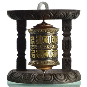 Tibetan wall prayer wheel - 10 cm | Prayer wheel handicrafts | Ritual item for altar | Handcrafted from Nepal