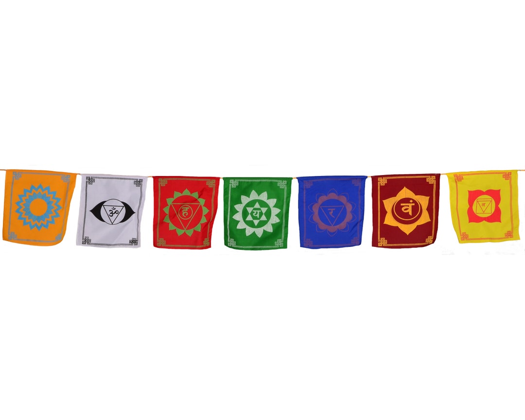 Drapeaux De Prière Tibétains - Set De 10 Drapeaux Multicolores 11,3x8,3cm, Longueur 85cm - Bouddhisme, Compassion, Décoration Extérieure Zen