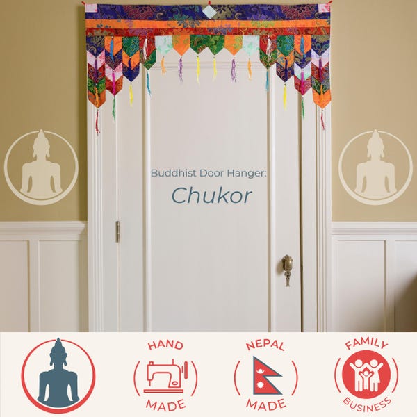 Chukor tibetano para colgar en la puerta, 99 x 40 cm, hecho a mano en Nepal | Buddhapur