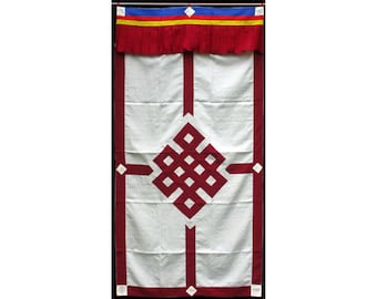 Colgante de puerta budista Shrivasta (nudo sin fin) 90 x 180 cm - Colgante de pared tibetano - hecho a mano en Nepal | buddhapur