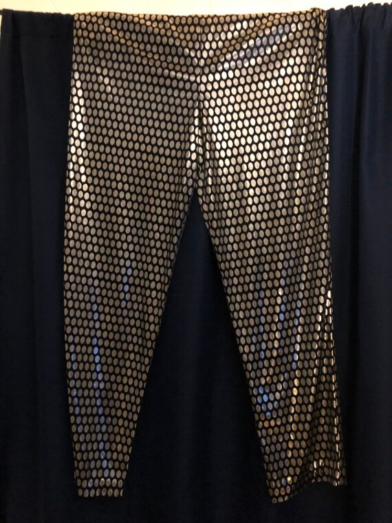 Shimmering metallic coin pants