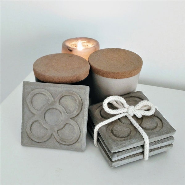 3 Panot coasters from Barcelona, Yumilab, barcelona tile, concrete, tile, event Barcelona, gift from Barcelona, souvenir from Barcelona