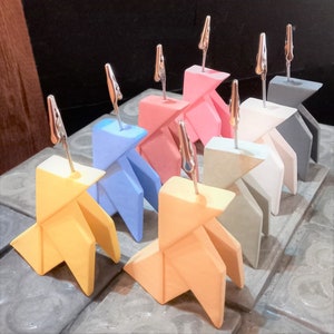 8 clip uccelli di carta stile origami personalizzabili, resina ceramica, origami, cocotte, decorazioni tavola, eventi, matrimoni, portafoto