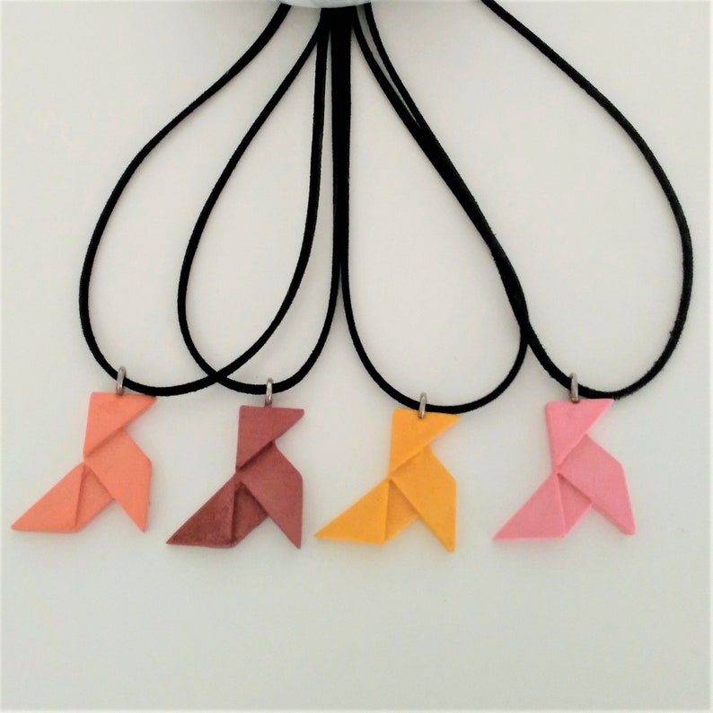 Collier cocotte origami en résine écologique, cadeau, bijoux en origami, papier, mariages, événements, EVJF image 3