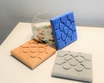 3 coasters,  Bilbao rosette tile, in ceramic resin, Bilbao hen party, Bilbao weddings, Bilbao events, Bilbao souvenir, Bilbao gift