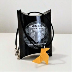 Collana ochetta di carta origami in resina ecologica con fiocco, regalo, gioielli origami, carta, matrimoni, eventi, addio al celibato