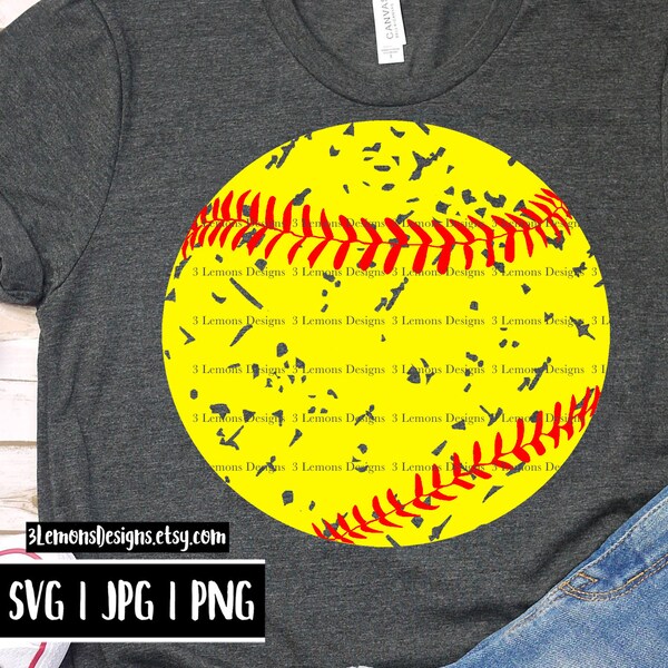 Softball SVG, softball iron on shirt, softball mom, distressed softball, distressed softball svg, png jpg, cricut silhouette, commercial use