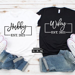Wifey SVG Married couple 2020 Married Shirt Design svg Hubby and Wifey EST 2020 SVG New Family Digital Download Wedding,WD09 Hubby svg