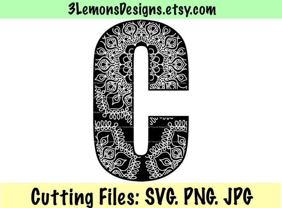 Download Mandala Letter C SVG styled letter monogram last name | Etsy