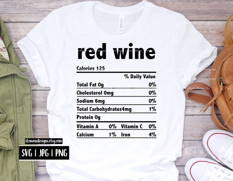 Red Wine Nutrition Facts Svg Thanksgiving Christmas Dinner Etsy