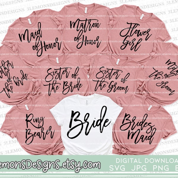 Bridal party bundle SVG, bridesmaid svg, bridal party, bachelorette shirts, bridesmaid, Can Cooler Files for cutting