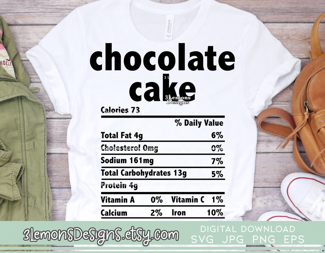 Chocolate Cake Nutrition Facts Svg Christmas Food Nutrition Etsy