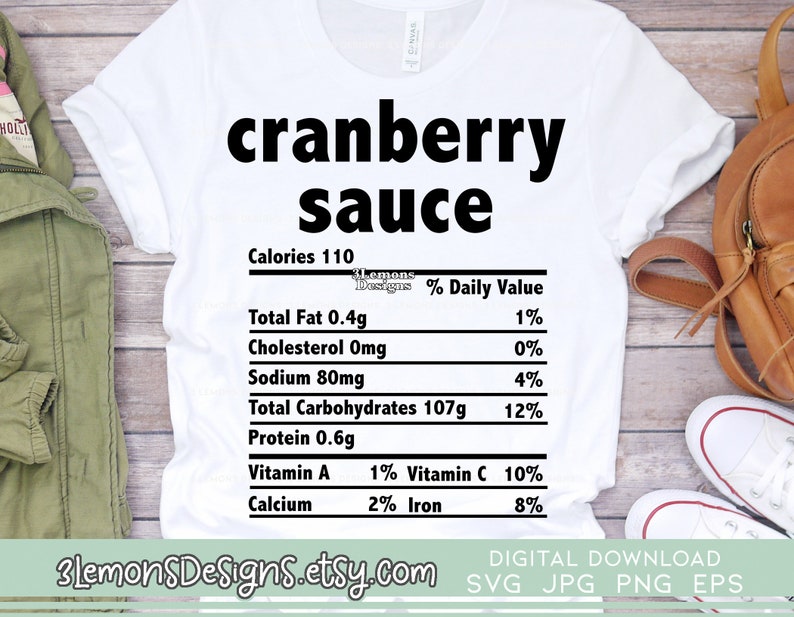 Cranberry sauce nutrition facts svg Thanksgiving food Etsy