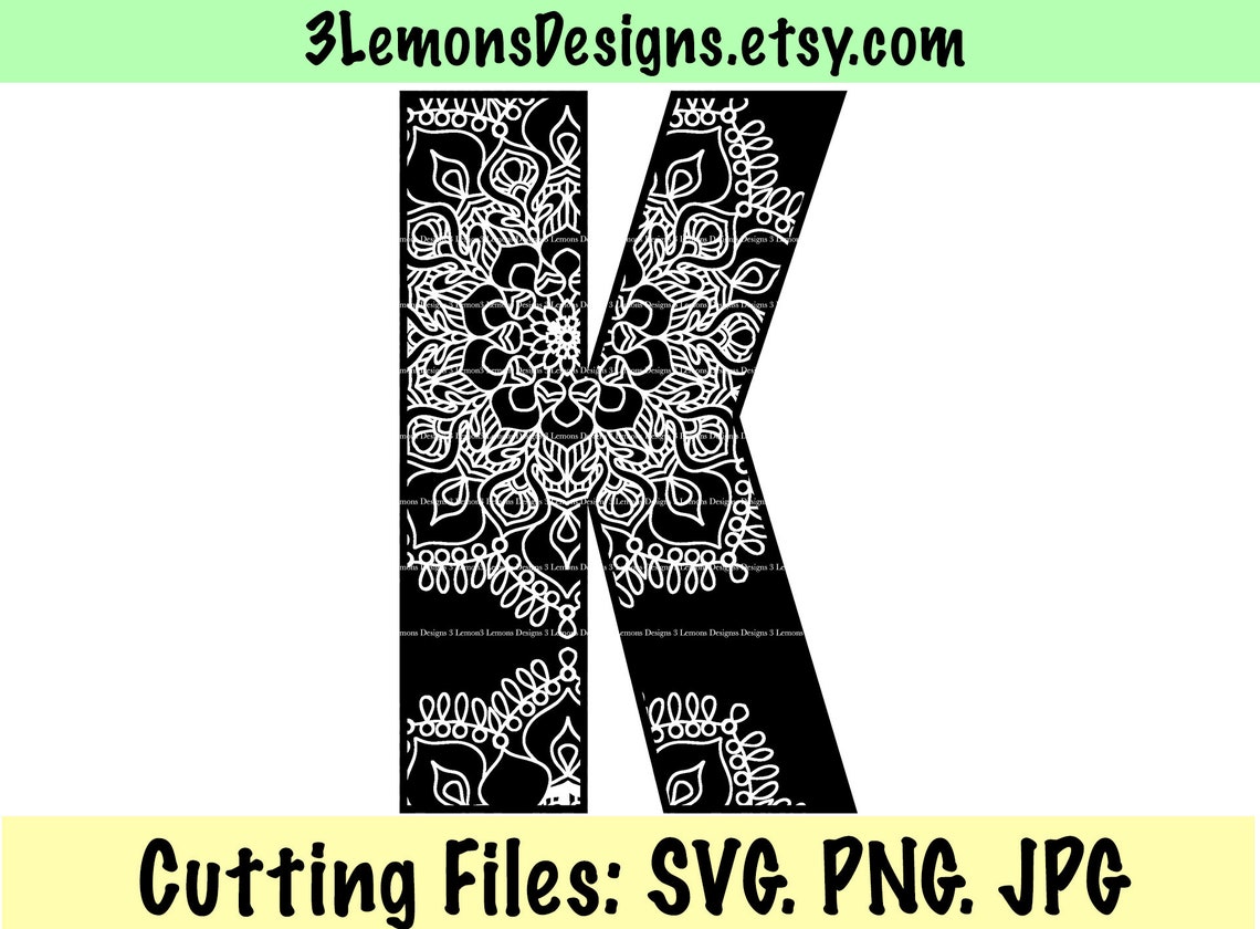 Download Mandala Letter K SVG styled letter monogram last name | Etsy