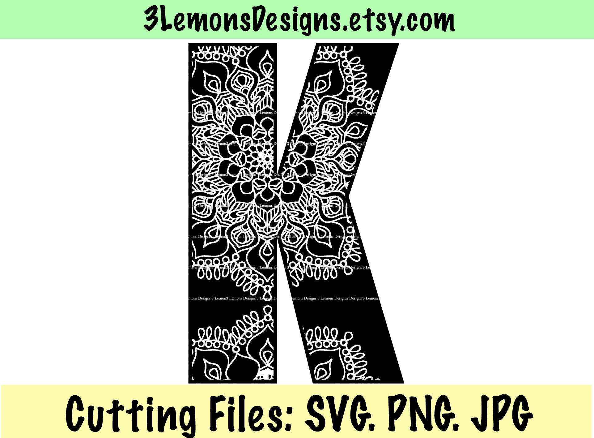 Download Mandala Letter K Svg Styled Letter Monogram Last Name Etsy