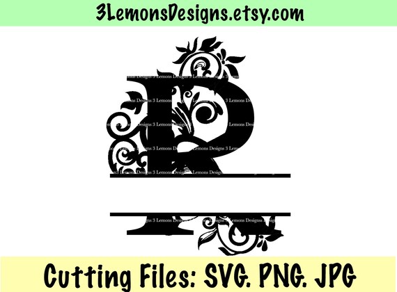 Download Split Letter R Svg Floral Spliced Sliced Monogram Last Name Etsy