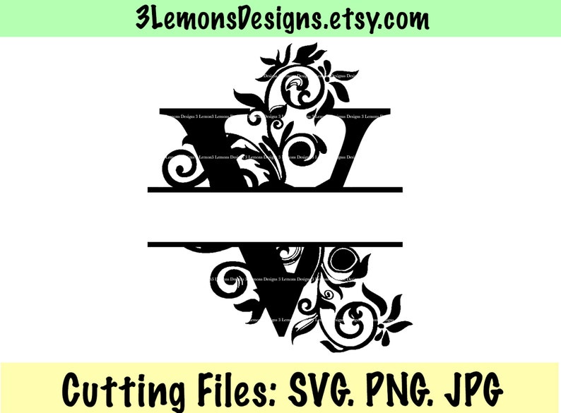 Download Split letter V SVG floral spliced sliced monogram last ...