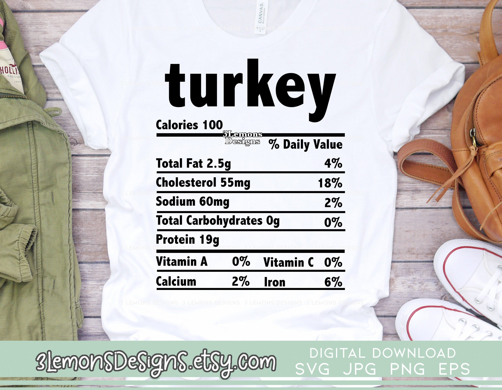Turkey Nutrition Facts Svg Thanksgiving 