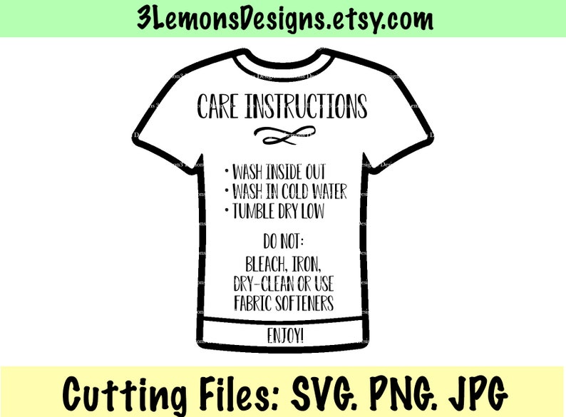 Download Care card shirt clipart care card svg washing instructions | Etsy