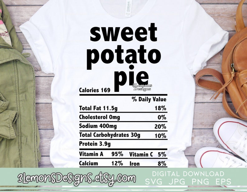 Download Sweet potato pie nutrition facts svg Thanksgiving food | Etsy