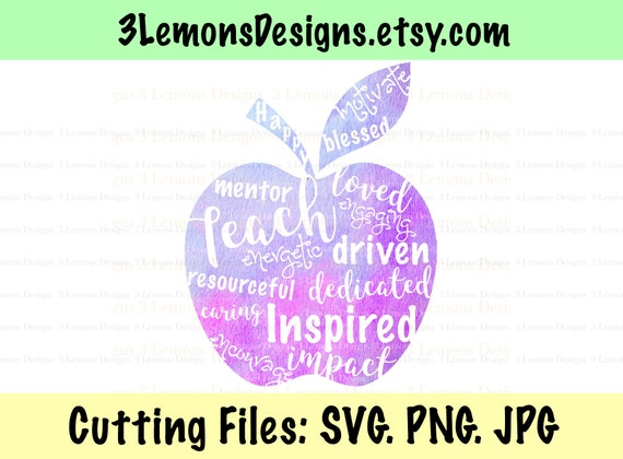 Download Teacher Word Apple Svg Apple Word Art Svg Teacher Etsy