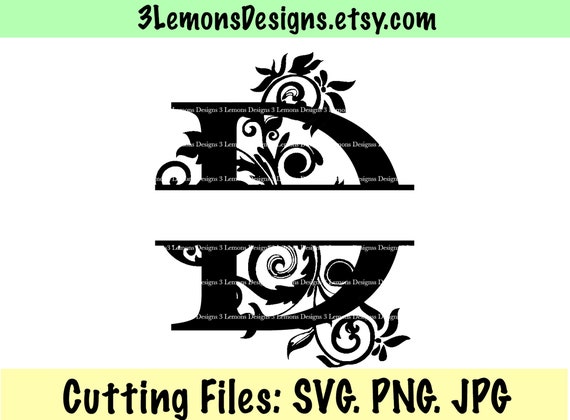 Download Split Letter D Svg Floral Spliced Sliced Monogram Last Name Etsy