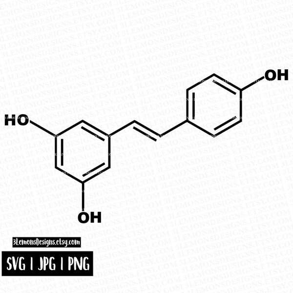 Resveratrol svg, wine chemical structure svg, alcohol, organic chemistry, molecular svg png jpg, cricut silhouette