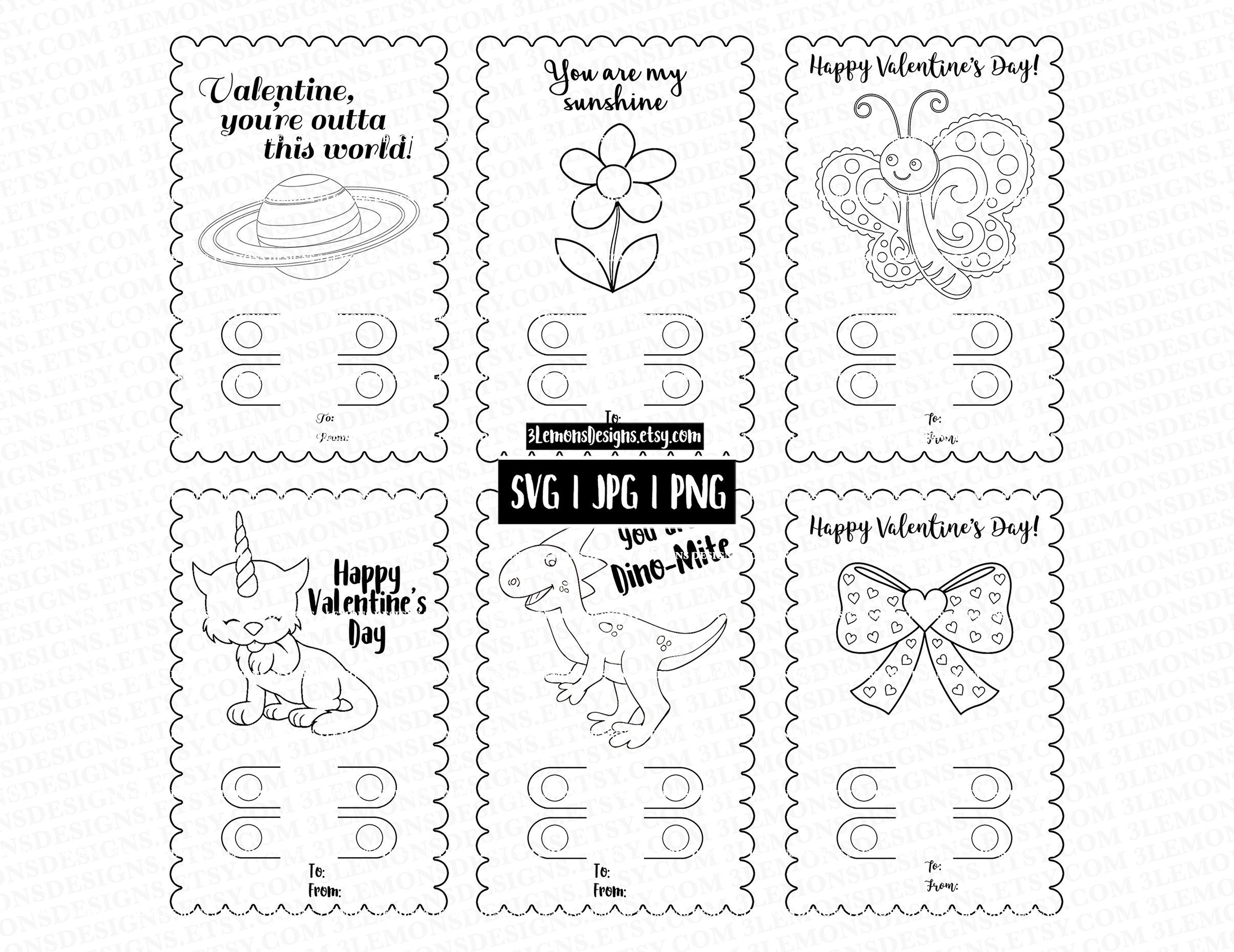 Valentines Day Card SVG Crayon Coloring Card Bundle Valentines