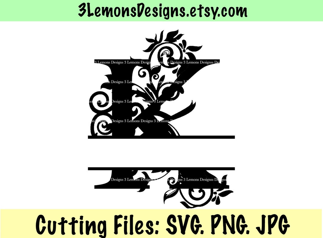 Split Letter K SVG Floral Spliced Sliced Monogram Last Name - Etsy