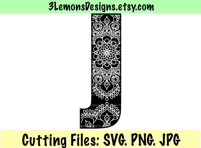 Download Mandala Letter J SVG styled letter monogram last name | Etsy