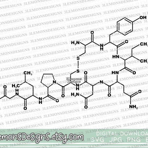 Oxytocin svg, love hormone chemical symbol svg, pregnancy labor, organic chemistry, molecular svg png jpg, cricut silhouette