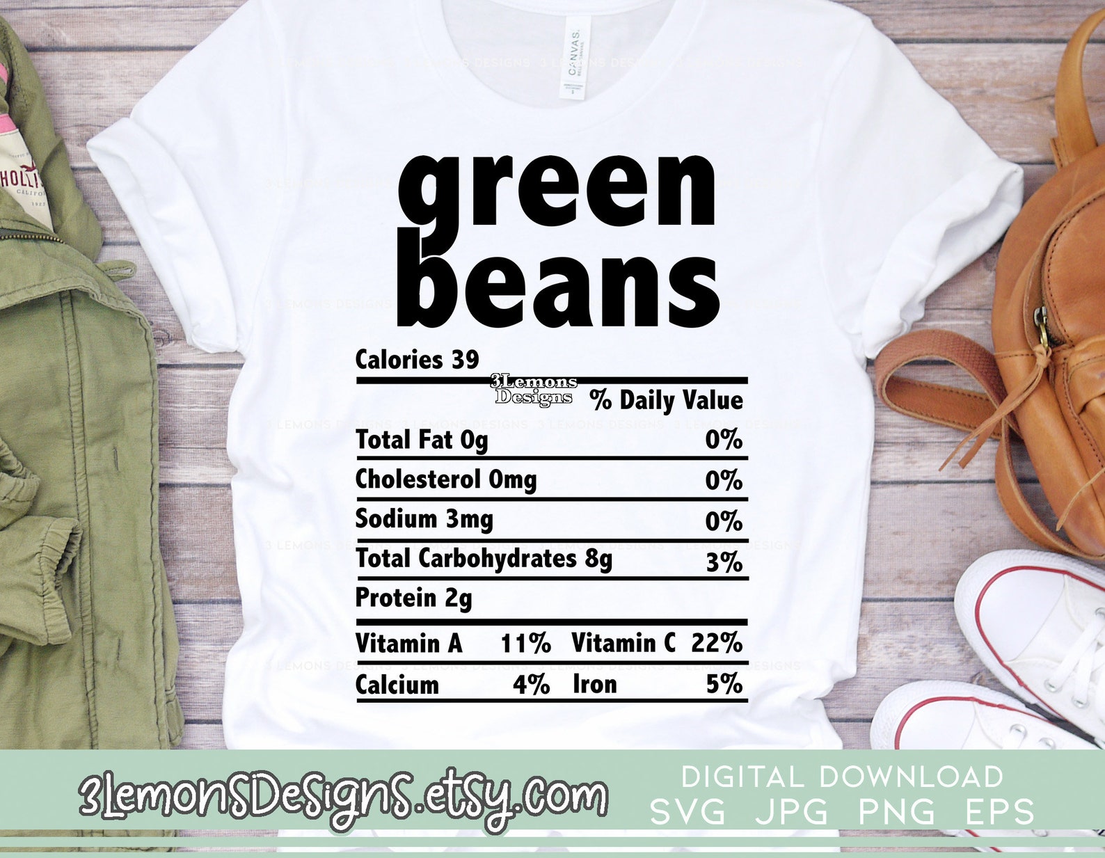 Green Beans Nutrition Facts Svg Thanksgiving Food Nutrition Etsy