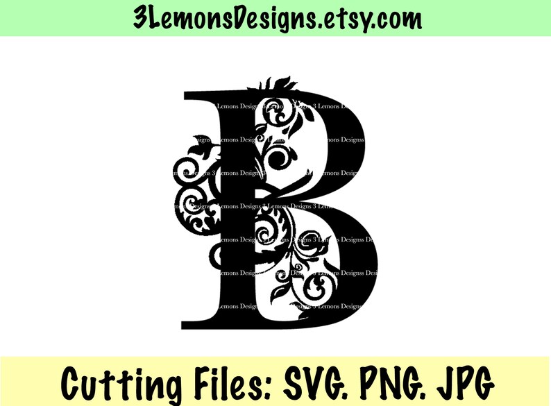 Download Floral B letter SVG monogram last name letter serif letter ...
