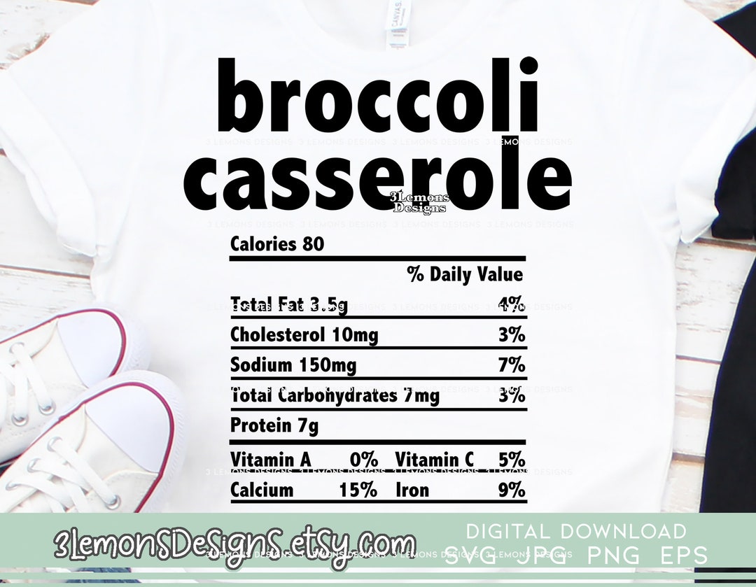 Broccoli Casserole Nutrition Facts Svg Thanksgiving Christmas Etsy