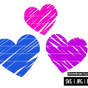 Scribble Hearts Bundle Svg Set of 3 Hearts With Writing - Etsy