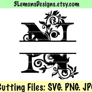 Split Letter N SVG, Floral Spliced Sliced, Monogram, Last Name Letter ...