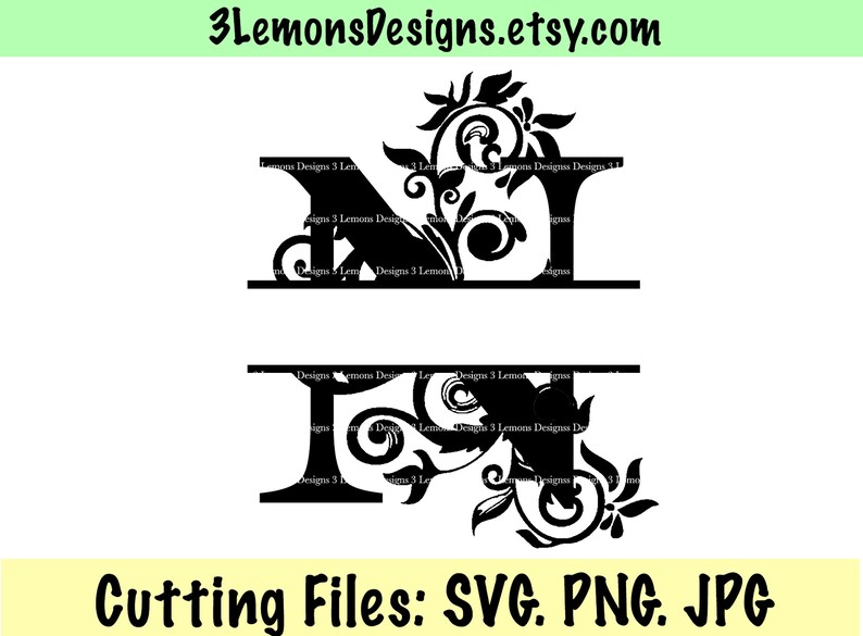 Download Split letter N SVG floral spliced sliced monogram last name | Etsy