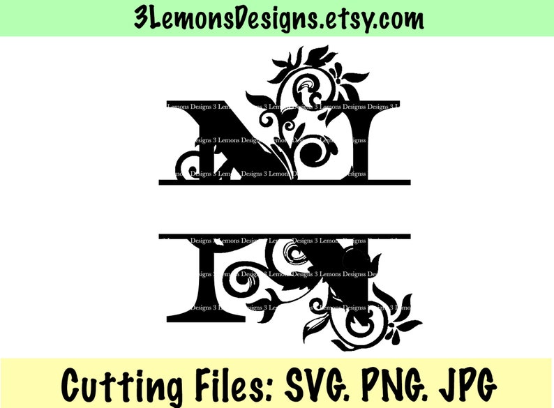 Download Split letter N SVG floral spliced sliced monogram last ...